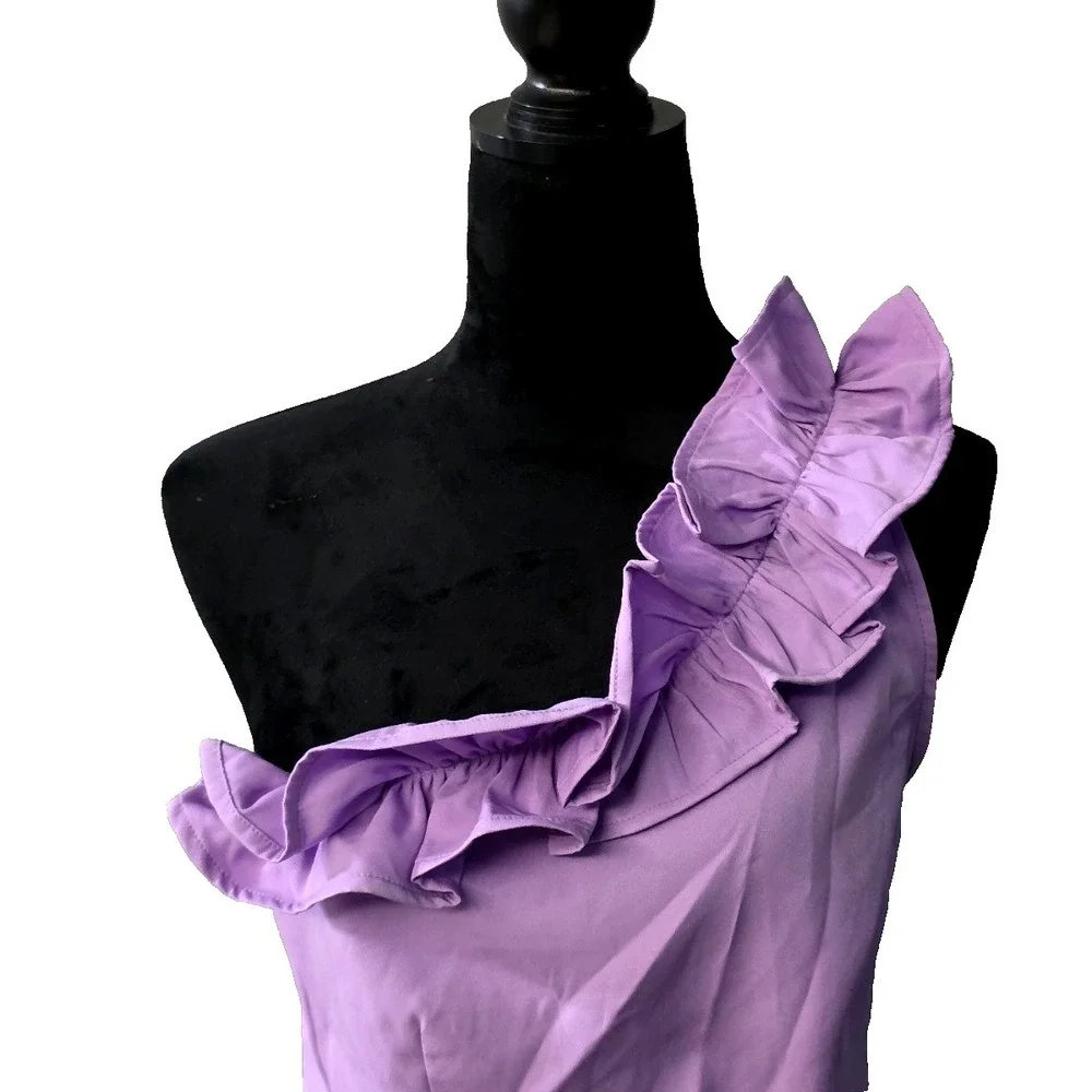 TCEC Asymmetrical One‎ Shoulder Ruffle Dress Size Medium Lavender CD01911